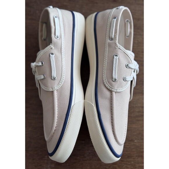 Men’s Size 10 Sperry Seamate Light Beige Boat Shoes Canvas MM-276 NIB